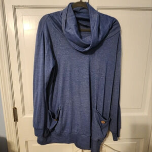 Cowl Neck‎ Pocketed Sweater Sweatshirt Blue Trendy Unique Comfy XL NEVER WORN
